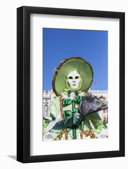 Colourful mask and costume of the Carnival of Venice, famous festival worldwide, Venice, Veneto, It-Roberto Moiola-Framed Photographic Print