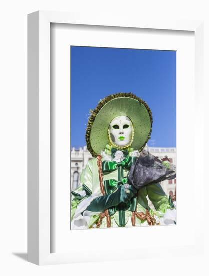 Colourful mask and costume of the Carnival of Venice, famous festival worldwide, Venice, Veneto, It-Roberto Moiola-Framed Photographic Print