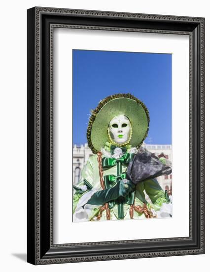 Colourful mask and costume of the Carnival of Venice, famous festival worldwide, Venice, Veneto, It-Roberto Moiola-Framed Photographic Print