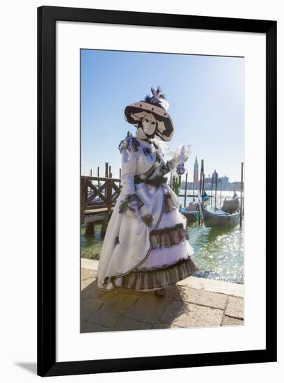 Colourful mask and costume of the Carnival of Venice, famous festival worldwide, Venice, Veneto, It-Roberto Moiola-Framed Photographic Print