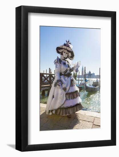 Colourful mask and costume of the Carnival of Venice, famous festival worldwide, Venice, Veneto, It-Roberto Moiola-Framed Photographic Print