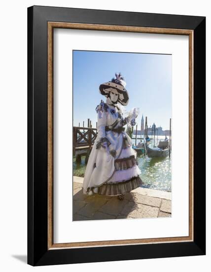 Colourful mask and costume of the Carnival of Venice, famous festival worldwide, Venice, Veneto, It-Roberto Moiola-Framed Photographic Print