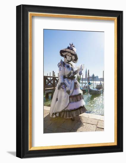 Colourful mask and costume of the Carnival of Venice, famous festival worldwide, Venice, Veneto, It-Roberto Moiola-Framed Photographic Print