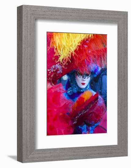 Colourful mask and costume of the Carnival of Venice, famous festival worldwide, Venice, Veneto, It-Roberto Moiola-Framed Photographic Print