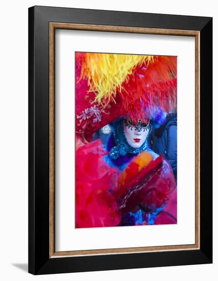 Colourful mask and costume of the Carnival of Venice, famous festival worldwide, Venice, Veneto, It-Roberto Moiola-Framed Photographic Print