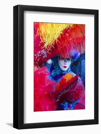 Colourful mask and costume of the Carnival of Venice, famous festival worldwide, Venice, Veneto, It-Roberto Moiola-Framed Photographic Print