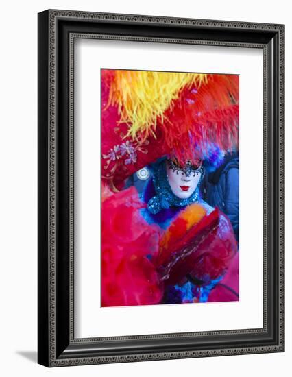 Colourful mask and costume of the Carnival of Venice, famous festival worldwide, Venice, Veneto, It-Roberto Moiola-Framed Photographic Print