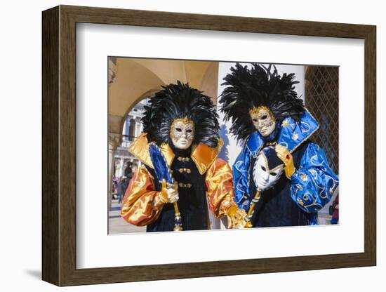 Colourful masks and costumes of the Carnival of Venice, famous festival worldwide, Venice, Veneto, -Roberto Moiola-Framed Photographic Print