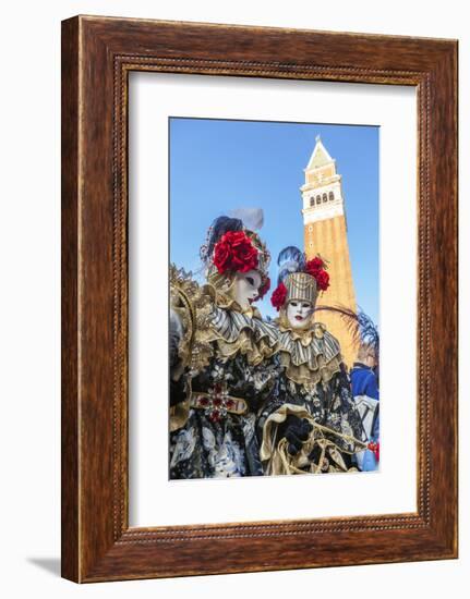 Colourful masks and costumes of the Carnival of Venice, famous festival worldwide, Venice, Veneto, -Roberto Moiola-Framed Photographic Print