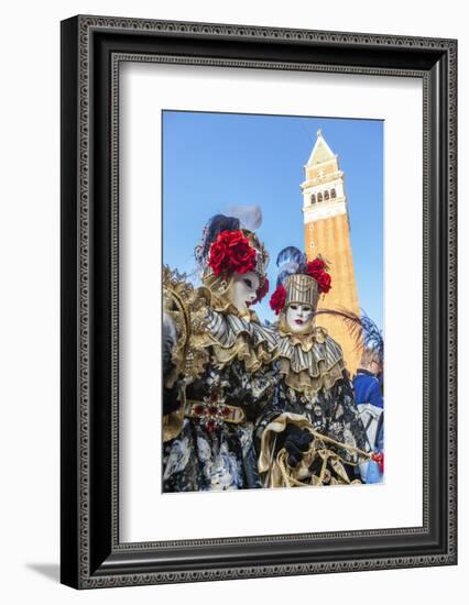 Colourful masks and costumes of the Carnival of Venice, famous festival worldwide, Venice, Veneto, -Roberto Moiola-Framed Photographic Print