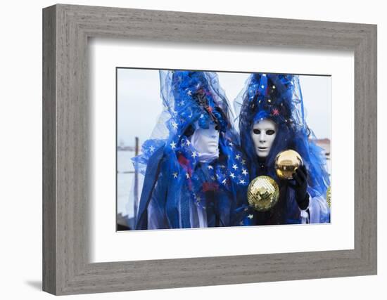 Colourful masks and costumes of the Carnival of Venice, famous festival worldwide, Venice, Veneto, -Roberto Moiola-Framed Photographic Print