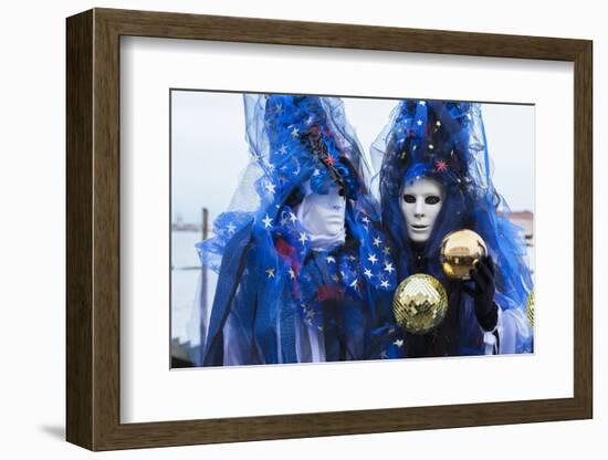 Colourful masks and costumes of the Carnival of Venice, famous festival worldwide, Venice, Veneto, -Roberto Moiola-Framed Photographic Print