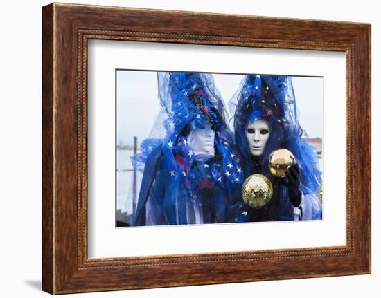 Colourful masks and costumes of the Carnival of Venice, famous festival worldwide, Venice, Veneto, -Roberto Moiola-Framed Photographic Print