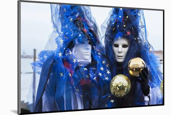 Colourful masks and costumes of the Carnival of Venice, famous festival worldwide, Venice, Veneto, -Roberto Moiola-Mounted Photographic Print