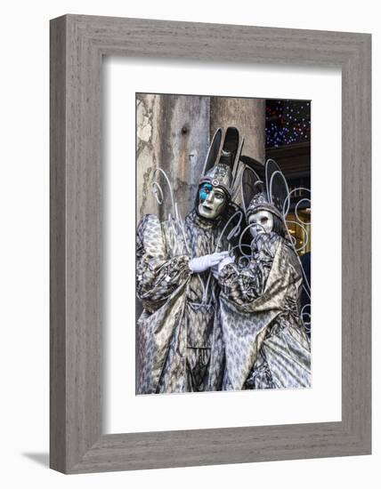 Colourful masks and costumes of the Carnival of Venice, famous festival worldwide, Venice, Veneto, -Roberto Moiola-Framed Photographic Print