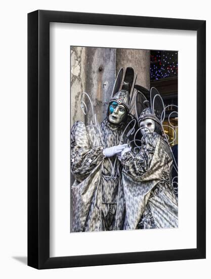 Colourful masks and costumes of the Carnival of Venice, famous festival worldwide, Venice, Veneto, -Roberto Moiola-Framed Photographic Print