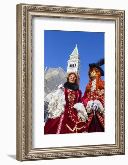 Colourful masks and costumes of the Carnival of Venice, famous festival worldwide, Venice, Veneto, -Roberto Moiola-Framed Photographic Print