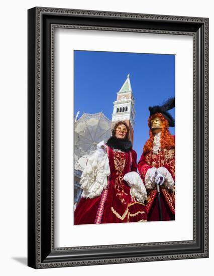 Colourful masks and costumes of the Carnival of Venice, famous festival worldwide, Venice, Veneto, -Roberto Moiola-Framed Photographic Print