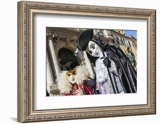 Colourful masks and costumes of the Carnival of Venice, famous festival worldwide, Venice, Veneto, -Roberto Moiola-Framed Photographic Print