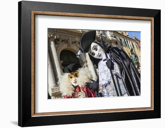 Colourful masks and costumes of the Carnival of Venice, famous festival worldwide, Venice, Veneto, -Roberto Moiola-Framed Photographic Print