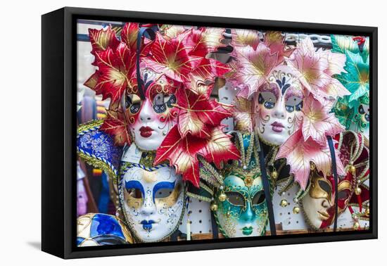 Colourful masks of the Carnival of Venice, famous festival worldwide, Venice, Veneto, Italy, Europe-Roberto Moiola-Framed Premier Image Canvas