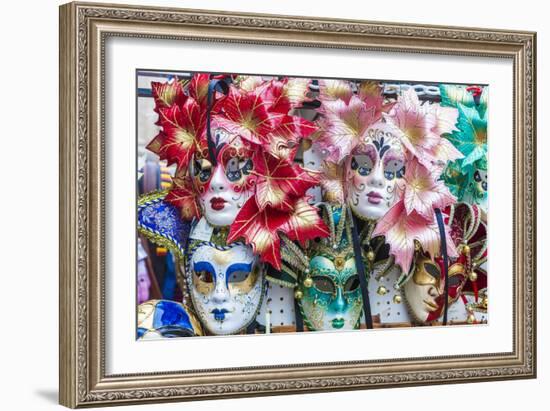 Colourful masks of the Carnival of Venice, famous festival worldwide, Venice, Veneto, Italy, Europe-Roberto Moiola-Framed Photographic Print