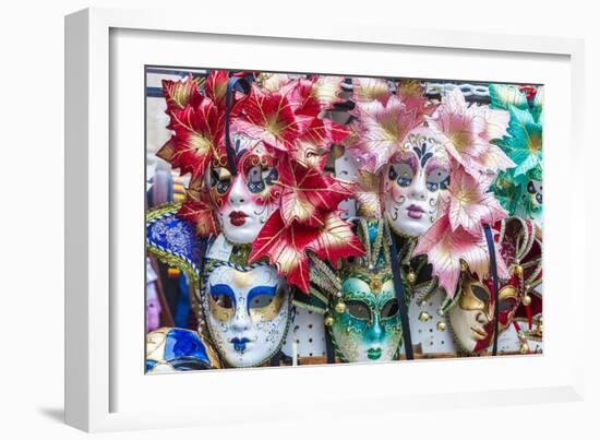 Colourful masks of the Carnival of Venice, famous festival worldwide, Venice, Veneto, Italy, Europe-Roberto Moiola-Framed Photographic Print