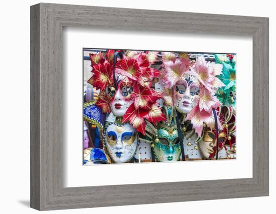 Colourful masks of the Carnival of Venice, famous festival worldwide, Venice, Veneto, Italy, Europe-Roberto Moiola-Framed Photographic Print