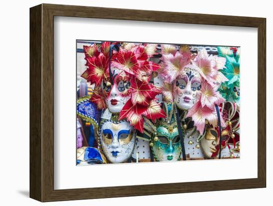 Colourful masks of the Carnival of Venice, famous festival worldwide, Venice, Veneto, Italy, Europe-Roberto Moiola-Framed Photographic Print
