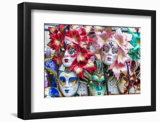 Colourful masks of the Carnival of Venice, famous festival worldwide, Venice, Veneto, Italy, Europe-Roberto Moiola-Framed Photographic Print