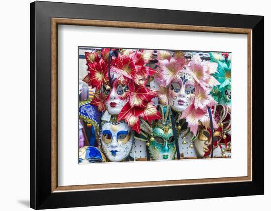 Colourful masks of the Carnival of Venice, famous festival worldwide, Venice, Veneto, Italy, Europe-Roberto Moiola-Framed Photographic Print