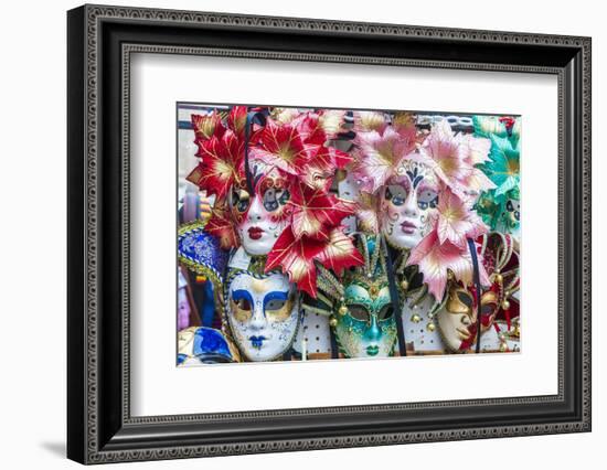 Colourful masks of the Carnival of Venice, famous festival worldwide, Venice, Veneto, Italy, Europe-Roberto Moiola-Framed Photographic Print