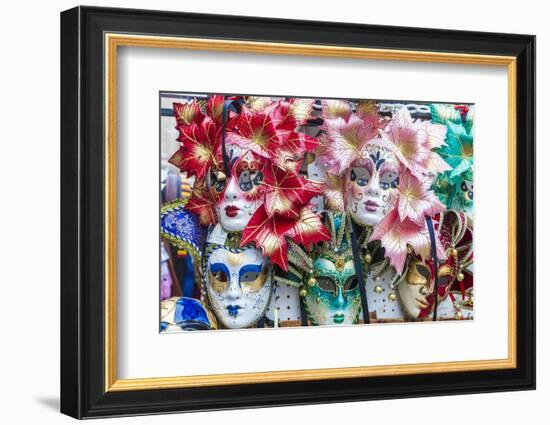 Colourful masks of the Carnival of Venice, famous festival worldwide, Venice, Veneto, Italy, Europe-Roberto Moiola-Framed Photographic Print