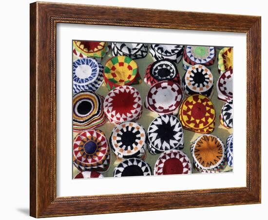 Colourful Nubian Skullcaps for Sale, Philae, Aswan, Egypt, North Africa, Africa-Upperhall Ltd-Framed Photographic Print