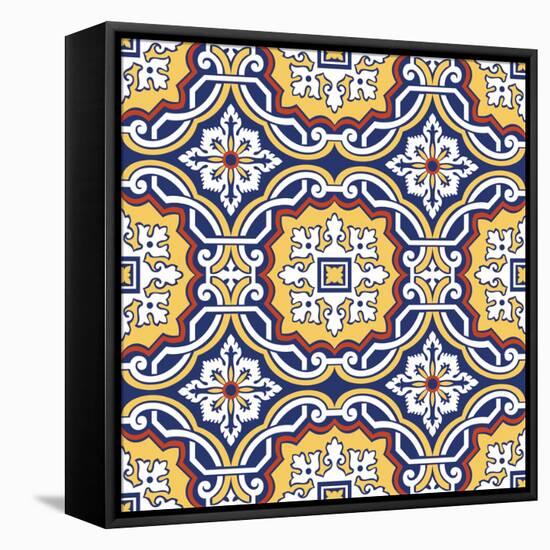 Colourful Ornament Tiles-AnaMarques-Framed Stretched Canvas