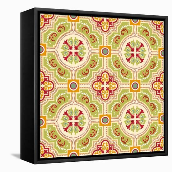 Colourful Ornament Tiles-AnaMarques-Framed Stretched Canvas