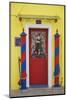 Colourful, Ornate Traditional Doorway and Striped Mooring Posts in the Town of Burano, Venice-Cahir Davitt-Mounted Photographic Print