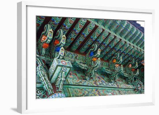 Colourful Painted Ceiling, Beopjusa Temple Complex, South Korea, Asia-Michael-Framed Photographic Print