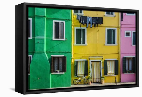 Colourful Painted Houses in Burano, Veneto, Italy-Stefano Politi Markovina-Framed Premier Image Canvas