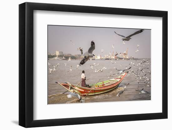 Colourful Passenger Boat on Yangon River, Yangon (Rangoon), Myanmar (Burma), Asia-Matthew Williams-Ellis-Framed Photographic Print