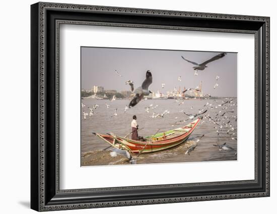 Colourful Passenger Boat on Yangon River, Yangon (Rangoon), Myanmar (Burma), Asia-Matthew Williams-Ellis-Framed Photographic Print