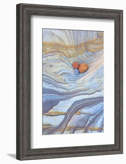 Colourful Patterns Created by Sea Erosion on Rocks Revealed at Low Tide on Spittal Beach-Lee Frost-Framed Photographic Print