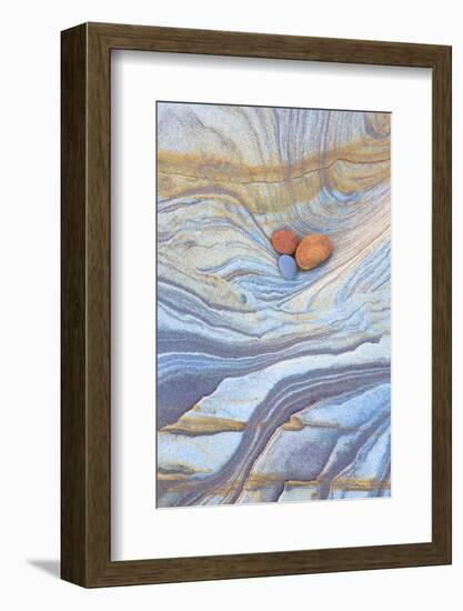 Colourful Patterns Created by Sea Erosion on Rocks Revealed at Low Tide on Spittal Beach-Lee Frost-Framed Photographic Print