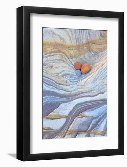 Colourful Patterns Created by Sea Erosion on Rocks Revealed at Low Tide on Spittal Beach-Lee Frost-Framed Photographic Print