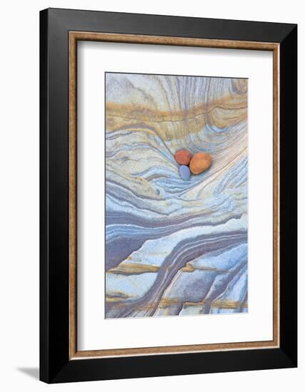 Colourful Patterns Created by Sea Erosion on Rocks Revealed at Low Tide on Spittal Beach-Lee Frost-Framed Photographic Print