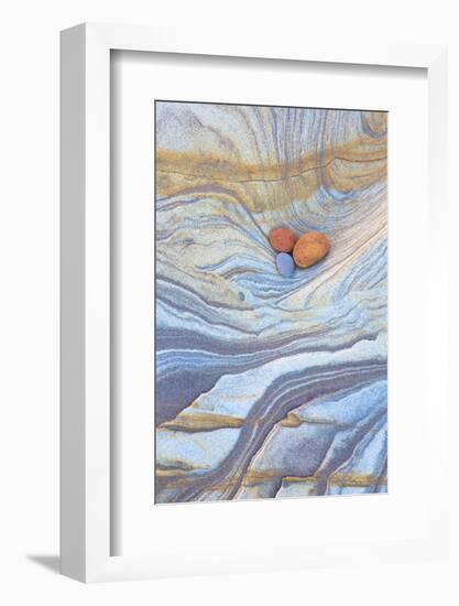 Colourful Patterns Created by Sea Erosion on Rocks Revealed at Low Tide on Spittal Beach-Lee Frost-Framed Photographic Print