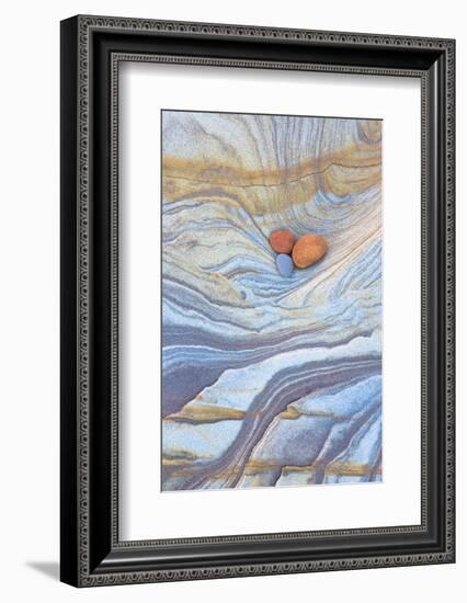 Colourful Patterns Created by Sea Erosion on Rocks Revealed at Low Tide on Spittal Beach-Lee Frost-Framed Photographic Print