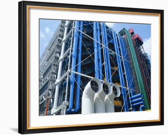 Colourful Pipework on Exterior of the Centre Pompidou (Pompidou Centre), Beaubourg, Paris, France-Hans Peter Merten-Framed Photographic Print