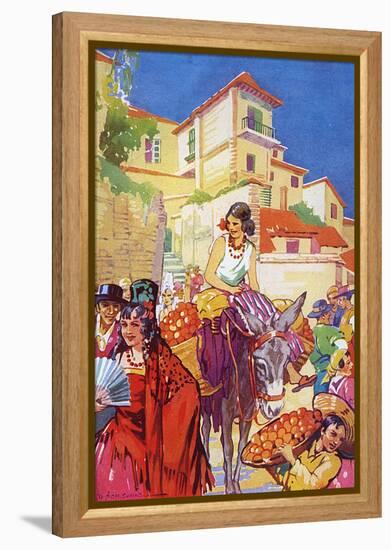 Colourful Street Life in Granada, Spain-null-Framed Stretched Canvas