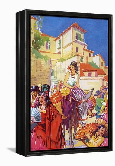 Colourful Street Life in Granada, Spain-null-Framed Stretched Canvas